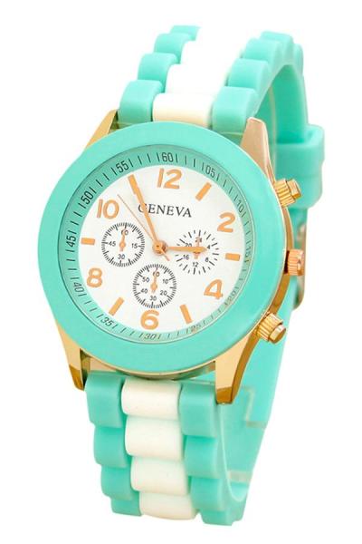 Exclusive Imports Mint Green Silicone Quartz Watch White