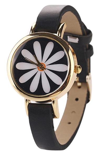 Exclusive Imports Rose Gold Plated Faux Leather Wrist Watch black