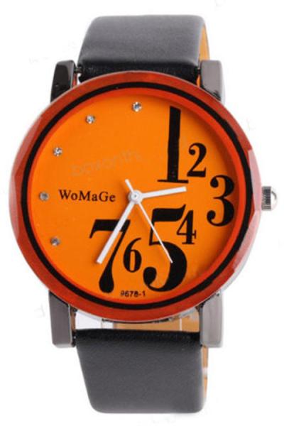 Exclusive Imports Unisex Analog Quartz Orange Faux Leather Strap Watch