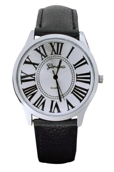 Exclusive Imports Unisex Black Leather Strap Watch