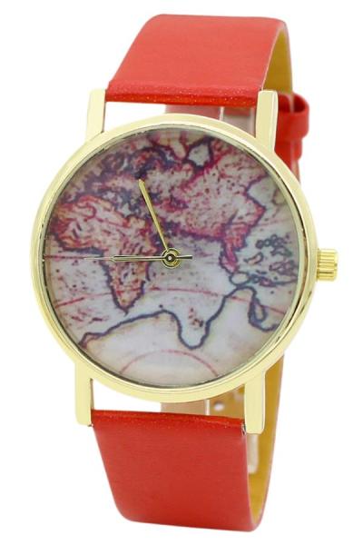 Exclusive Imports Unisex Red Faux Leather Watch