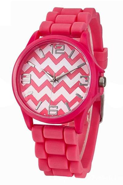 Exclusive Imports Unisex Stripes Silicone Jelly Gel Wrist Watch Pink