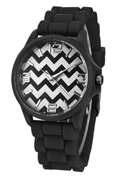 Exclusive Imports Unisex Stripes Silicone Jelly Gel Wrist Watch Black