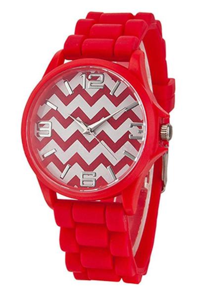Exclusive Imports Unisex Stripes Silicone Jelly Gel Wrist Watch Red