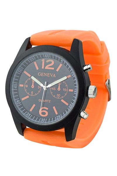 Exclusive Imports Women's Black Dial Silicone Analog Quartz Watch Orange