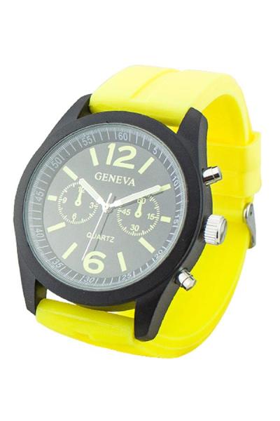 Exclusive Imports Women's Black Dial Silicone Analog Quartz Watch Yellow
