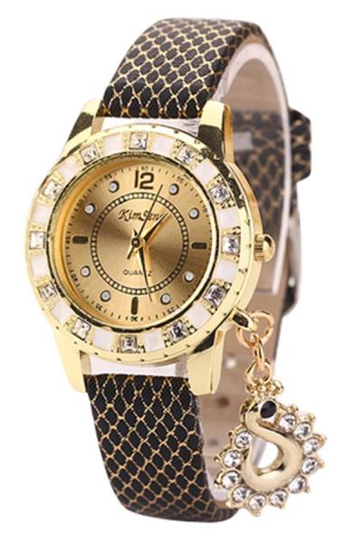 Exclusive Imports Women's Black Faux Leather Strap Watch