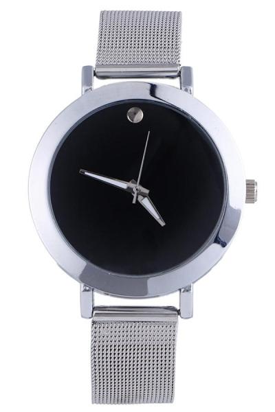 Exclusive Imports Women's Black/Silver Alloy Mesh Band Watch