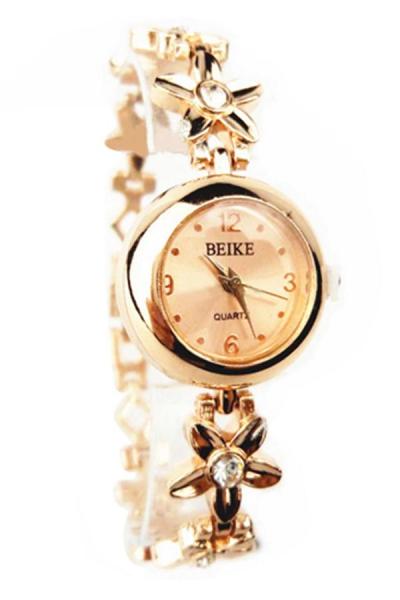 Exclusive Imports Women's Golden Flowers Decoration Bracelet Band Watch