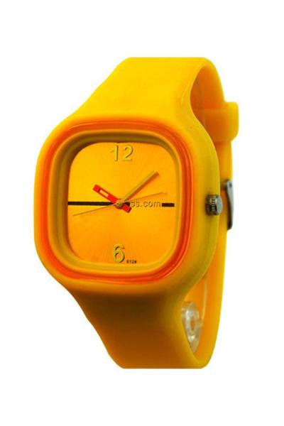 Exclusive Imports Women's Jelly Silicone Quartz Wrist Watch Yellow