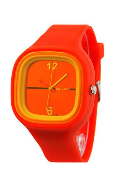 Exclusive Imports Women's Jelly Silicone Quartz Wrist Watch Orange