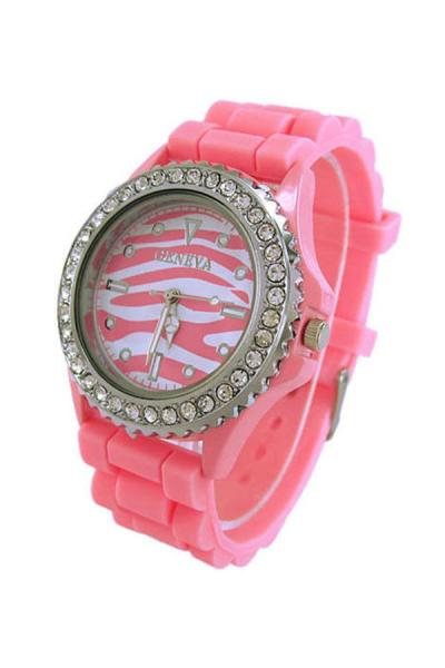 Exclusive Imports Women's Zebra Dial Silicone Jelly Wrist Watch Pink