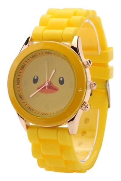 Exclusive Imports Womens Duck Yellow Silicone Jelly Strap Watch