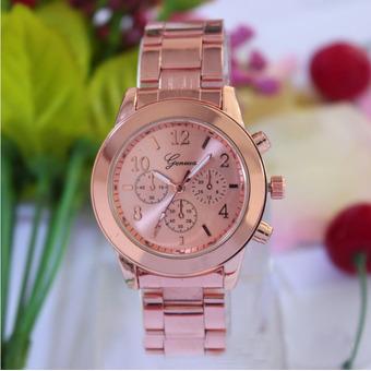 Exquisite Charm Geneva Stainless Steel Quartz Wrist Watch(Pink) (Intl)  
