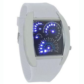 Fashion Aviation Turbo Dial Flash LED Watch Gift Mens Lady Sports Car Meter (White)  
