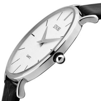 Fashion Brand Men Leather Strap Casual Quartz Business Watch (White) (Intl)  