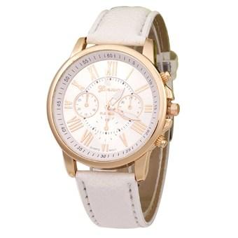 Fashion Lady Women PU Leather Strap Wrist Watch Quartz Wristwatch (White)  