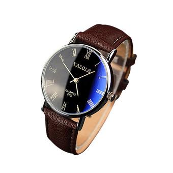 Fashion Luxury Faux Leather Mens Quartz Analog Watch Watches Brown  