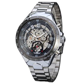 Fashion Stainless Steel band belt skeleton Mechanical Men Watch For Men automatic Mechanical relogio masculino (Intl)  