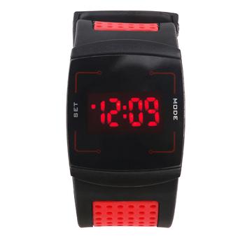 Fashion Unisex Touch Screen Digital LED Wrist Watch with Soft Rubber Band (Red) (Intl)  