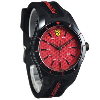 Ferrari Jam Tangan Pria - Strap Rubber - Hitam Merah - FER829 - Polos  