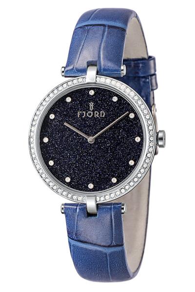 Fjord Aslaug Women Blue Leather Strap Watch FJ-6025-04 - Blue