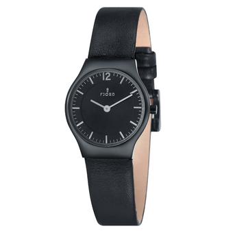 Fjord EDLA Women's Black Leather Strap Watch FJ-6005-03  
