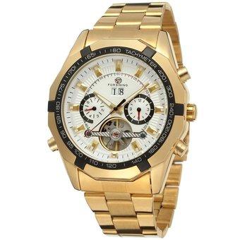 Forsining Men's Automatic Mechanical Transparent Crystal Tourbillon Wrist Watch Color White FSG340M4G2 (Intl)  