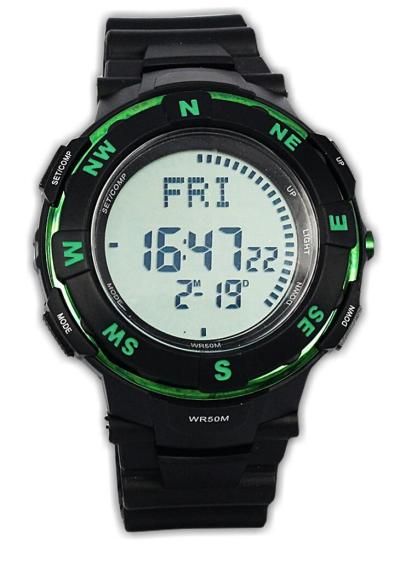Fortuner 831 compass jam tangan pria karet 48mm-hitam