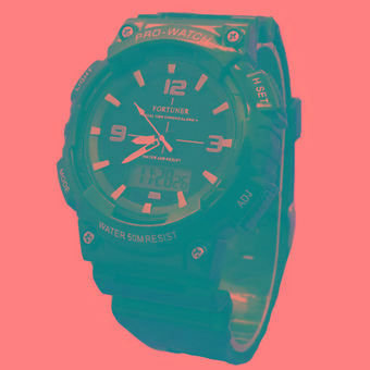 Fortuner Dual Time - Jam Tangan Pria - Rubber Strap - FR J 893 BW  