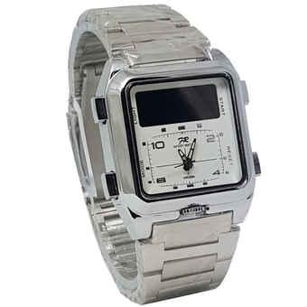 Fortuner Dual Time Jam Tangan Unisex Stainless Steel - Silver -FR986  