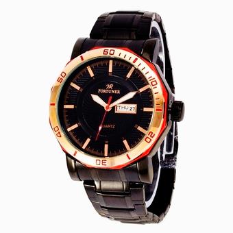 Fortuner Jam Tangan Pria – Leather Stainlesstell - FR 1710BR - Gold  