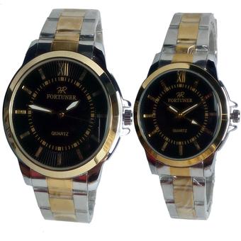 Fortuner K4854L Jam Tangan Couple Stainless Steel - Silver Gold Plat Hitam  