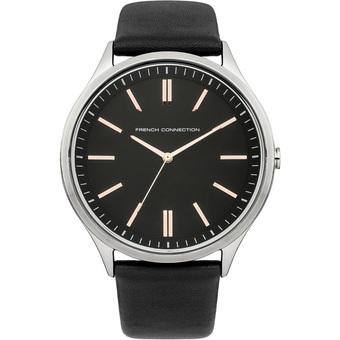 French Connection Jam Tangan Pria Hitam Leather Strap FC1244B  