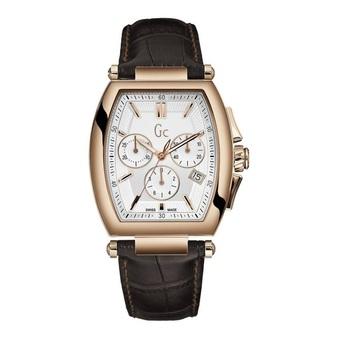 GC Guess Collection Jam Tangan Pria Coklat Gold Leather Strap A60005G1  