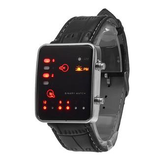 GETEK Binary Blue LED Digital Silicone Band Wrist Watch (Black)  
