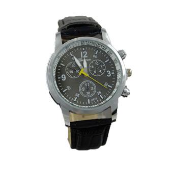 Geneva British Style Business Casual Leather Strap Watch (Black) (Intl)  