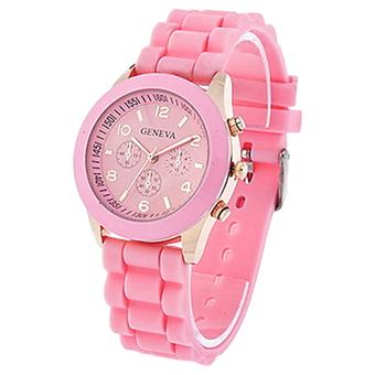 Geneva Jam Tangan Pria - Pink - Strap Silikon - Elegant Watch  