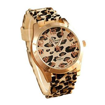 Geneva Leopard Silicone Jelly Gel Quartz Analog Wrist Watch Gold- Intl  
