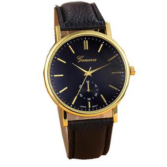 Geneva Unisex Leather Band Analog Quartz Vogue WristWatch Watches Black  