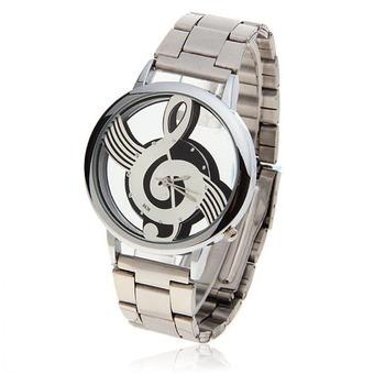 Geneva Watches Note Music Notation Metal Quartz Wristwatch Fashion Silver  