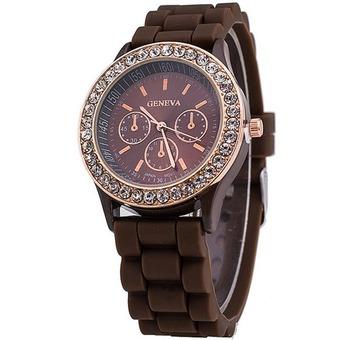 Geneva Women's Brown Silicone Strap Watch- Intl  