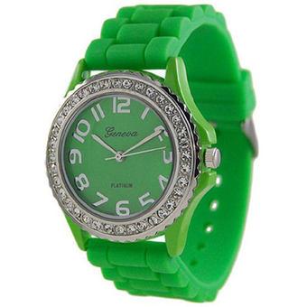 Geneva Women's Green Silicone Strap Watch 6886  
