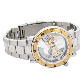 Genuine IK Colouring Man's Stainless Steel Band Mechanical Waterproof Wrist Watch - Golden + Silver (Intl)  