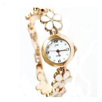 Girl Fashion Stylis Four Leaf Clover Quartz Watch - White  