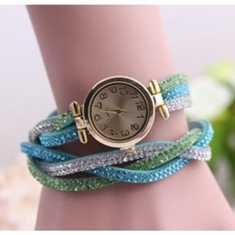 Girl Fashion Stylis Seaweed Bracelet Quartz Watch - Green  