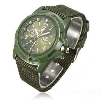 Green Canvas Army Military Analog Men Sport Quartz Wrist Watch- Intl  