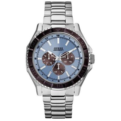 Guess W0479G2 - Jam Tangan pria - Stainless Steel - Silver/blue/Brown Ring