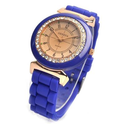 HET Rose Gold GENEVA Silicone Watch(Blue)