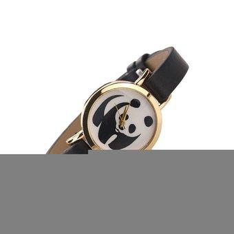 HKS Panda Faux Leather Wrist Watch (Black) (Intl)  